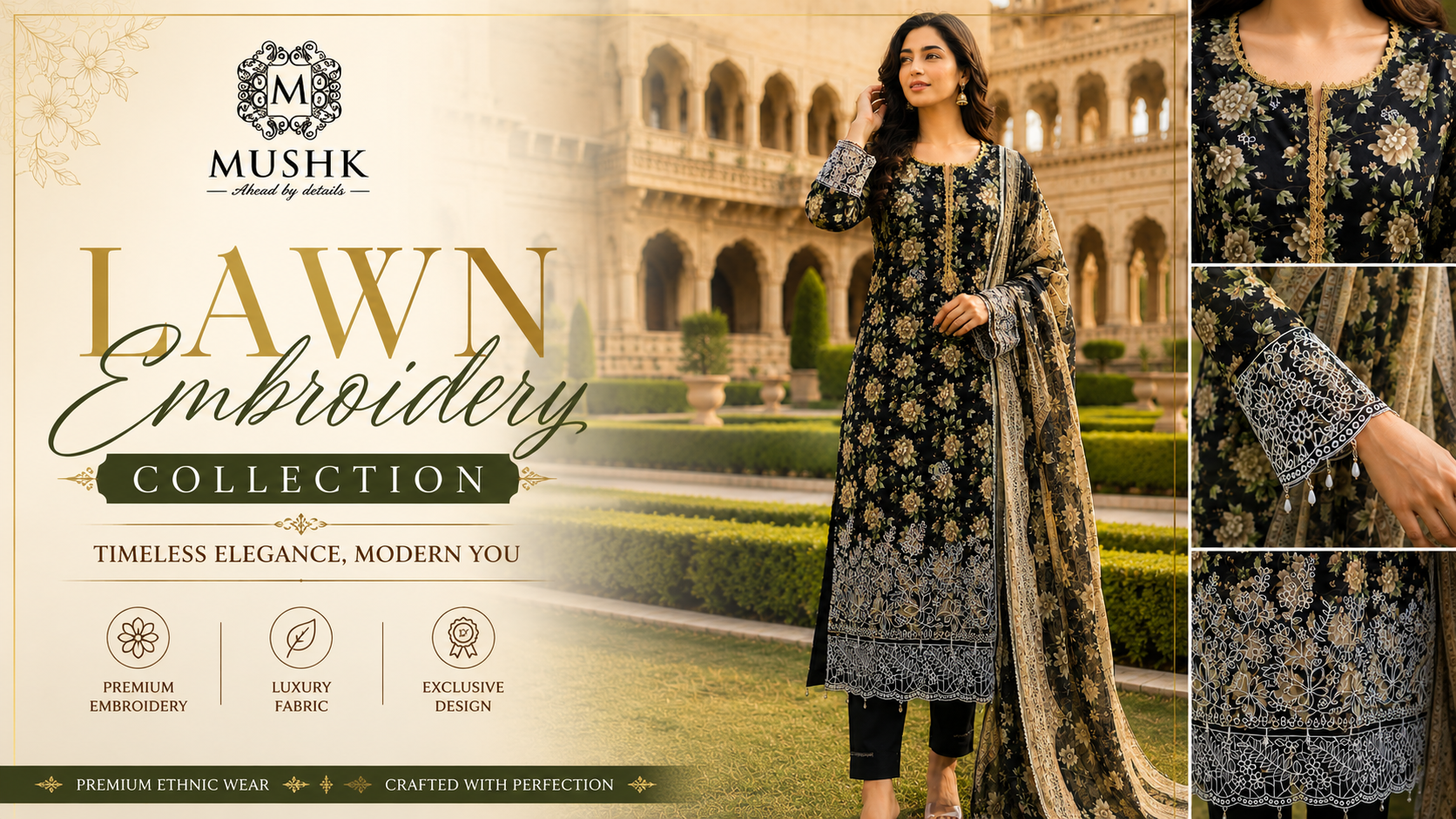 Lawn embroidery Pakistani suit collection