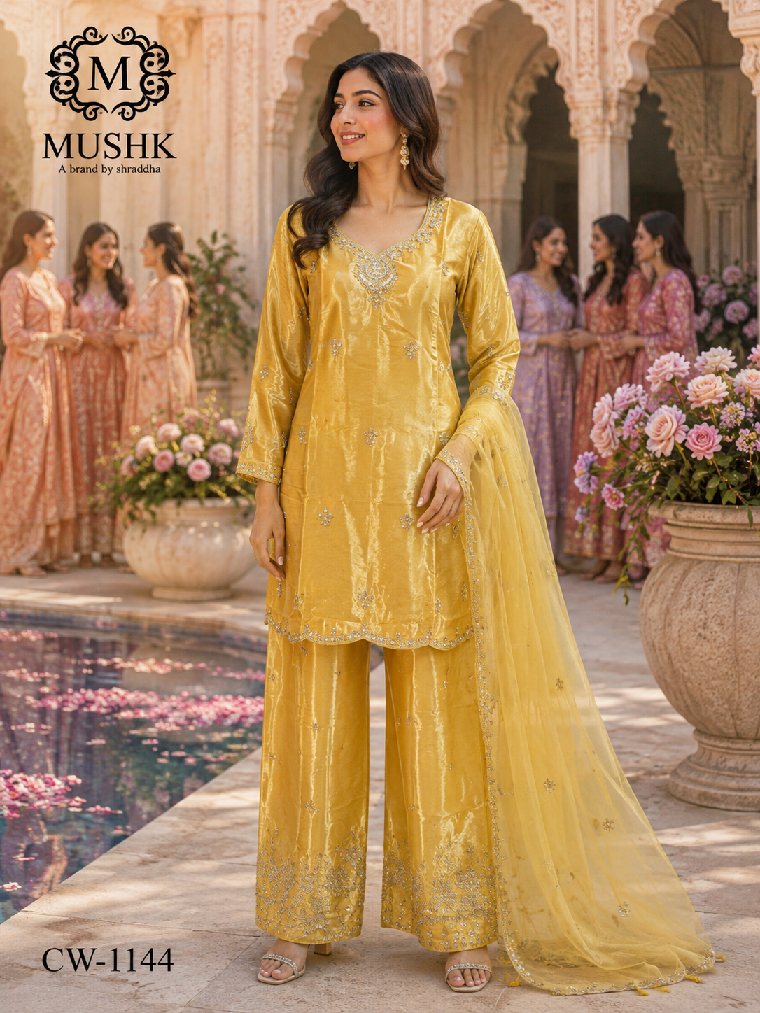 CW 1144 yellow Pakistani salwar suit