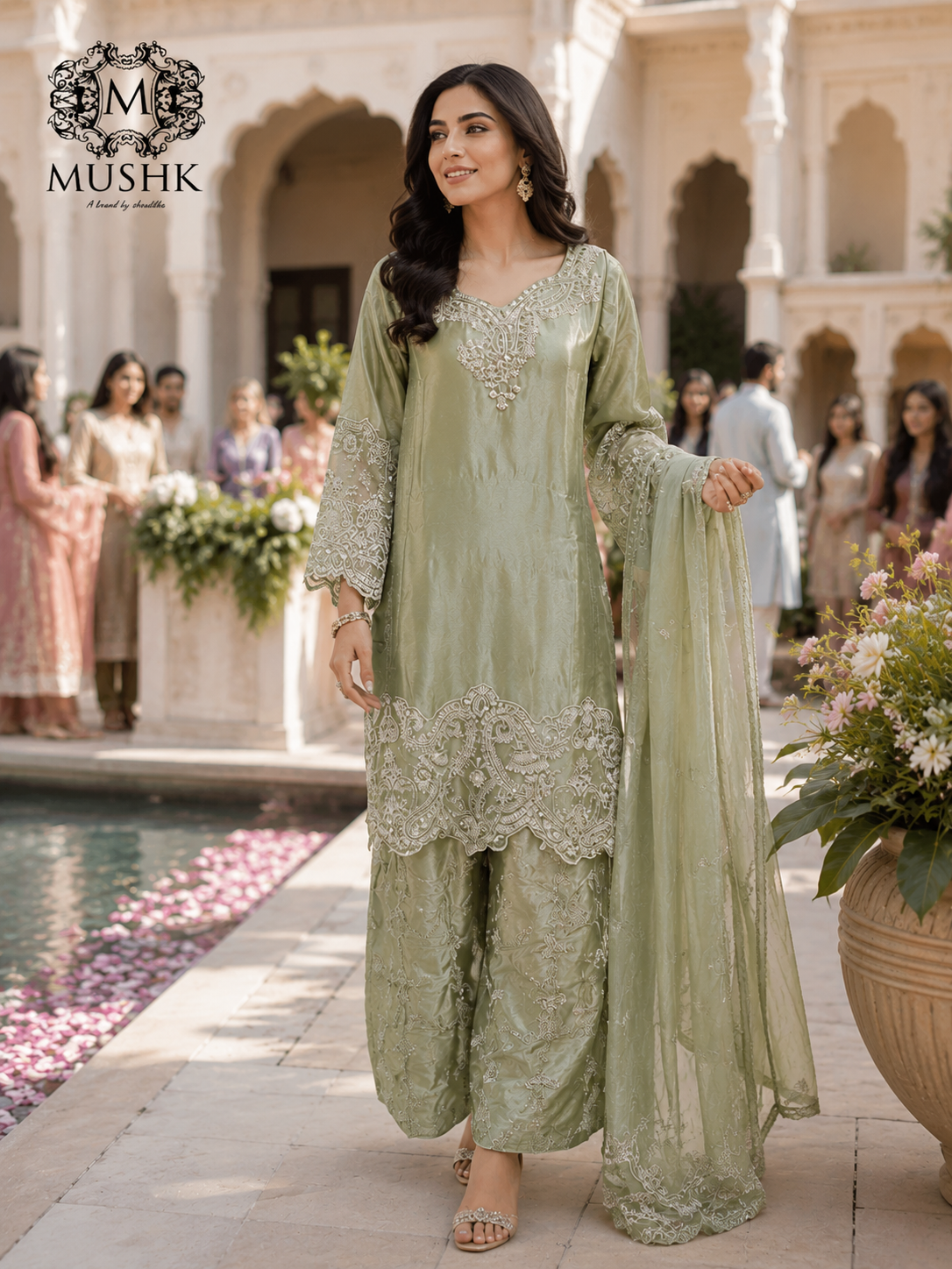 Sage green salwar suit