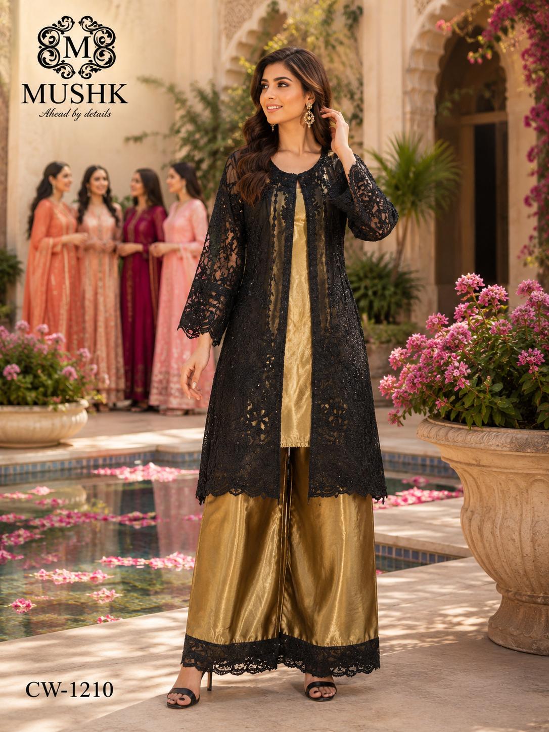 Mushk embroidered Pakistani-style salwar suit collection
